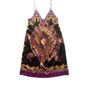 ECI  Dress Adjustable Speghetti Strap Silk Shift  Floral Paisley Black Women’s 8